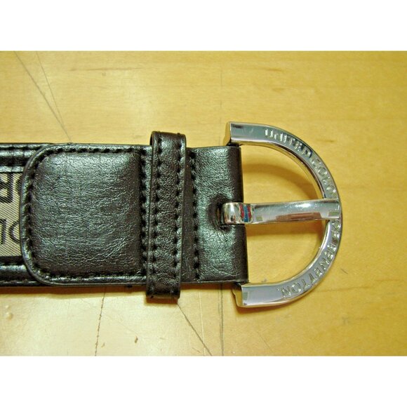 United Colors of Benetton Belt Brown Leather Trim Size M Silver Buckle NWOT Vtg main image 5